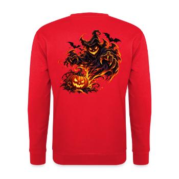 Feuriger Halloween Dämon - Unisex Pullover - Rot - Hinten - Michal (187cm)
