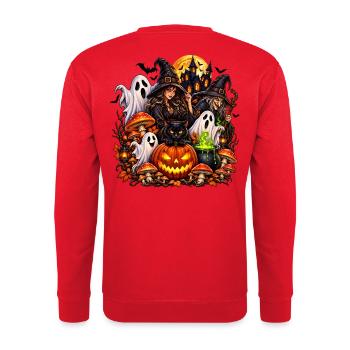 Magische Halloween Hexen & Geist - Unisex Pullover - Rot - Hinten - Michal (187cm)