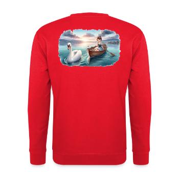 Ein weisser Schwan im Aquarell-Style - Unisex Pullover - Rot - Hinten - Michal (187cm)