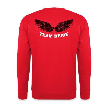 Team Bride (JGA) - Unisex Pullover - Rot - Hinten - Michal (187cm)