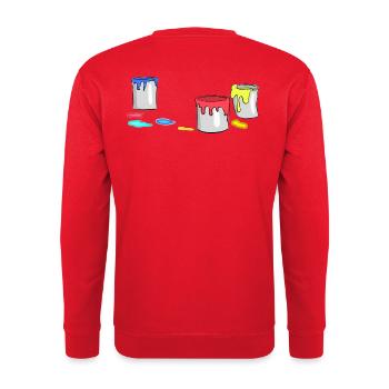 Bunte Farbeimer Maler Berufe Arbeit Job Pinsel - Unisex Pullover - Rot - Hinten - Michal (187cm)