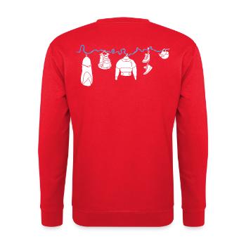 Hanging whitewater clothing on the course of the river - Unisex Sweatshirt - red - Back - Michal (187cm)