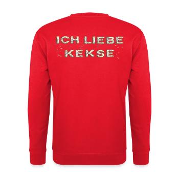 ich liebe Kekse - Unisex Pullover - Rot - Hinten - Michal (187cm)