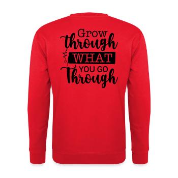 Grandir à travers ce que vous traversez - Sweat-shirt Unisexe - rouge - Dos - Michal (187cm)