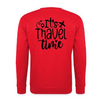 Its travel time, WorldExploration - Unisex Sweatshirt - red - Back - Michal (187cm)