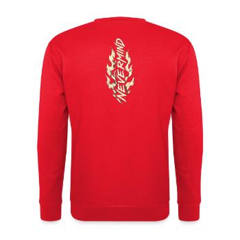 Nevermind Flame Streetwear - Unisex Sweatshirt - red - Back - Michal (187cm)
