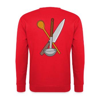 Couteau cuisinier Cuisine Cuisine Cuillerée à soupe - Sweat-shirt Unisexe - rouge - Dos - Michal (187cm)
