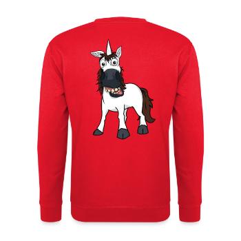 Licorne Cheval Poney Équitation Drôle Humour Fou Enfant - Sweat-shirt Unisexe - rouge - Dos - Michal (187cm)