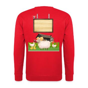 Pasture Pals Rustic Farm Sign - Unisex Sweatshirt - red - Back - Michal (187cm)