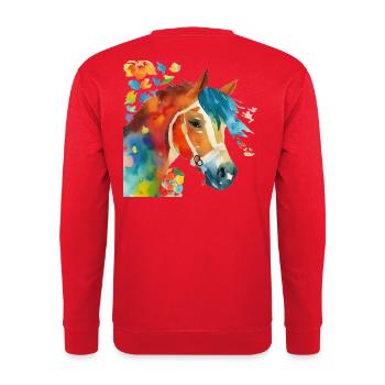 Le bonheur du cheval - Sweat-shirt Unisexe - rouge - Dos - Michal (187cm)