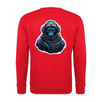 Gorilla-Astronaut Neon - Unisex Pullover - Rot - Hinten - Michal (187cm)