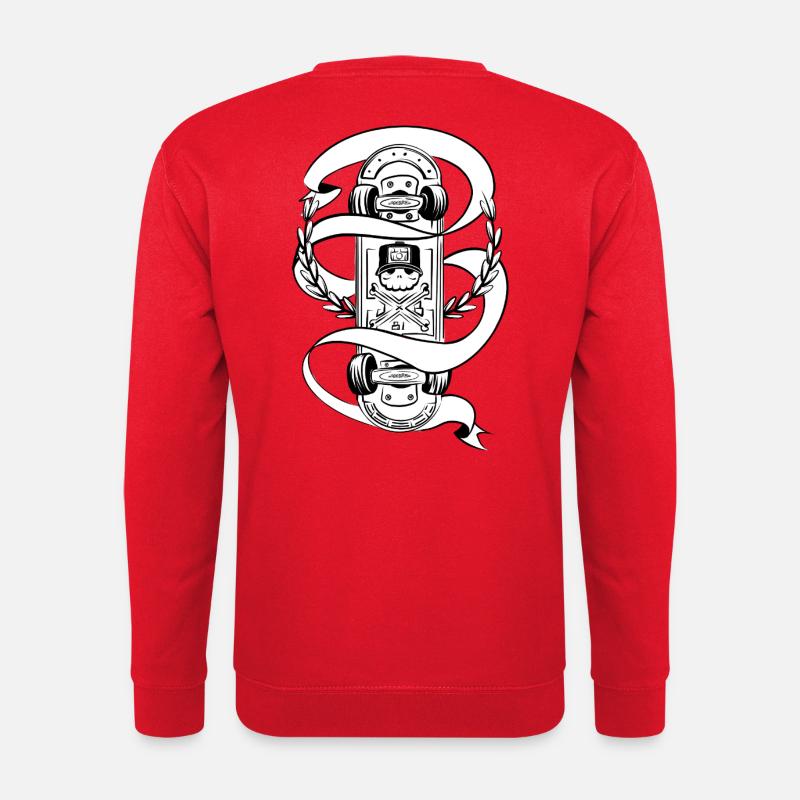 Skateboard Schädel-Lorbeer Abzeichen - Unisex Pullover - Rot