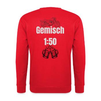 Gemisch Motorrad Bier 1:50 - Unisex Pullover - Rot - Hinten - Michal (187cm)