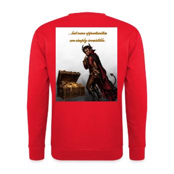 Devil of Opportunity - EN - Unisex Sweatshirt - red - Back - Michal (187cm)