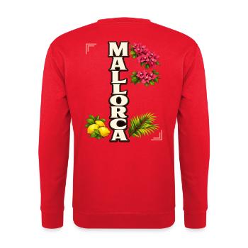 Mallorca Blumen & Zitronen mediterraner Urlaub - Unisex Pullover - Rot - Hinten - Michal (187cm)