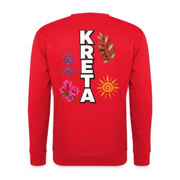 Fêtes en Crète avec soleil, rameau d’olivier et fleurs - Sweat-shirt Unisexe - rouge - Dos - Michal (187cm)