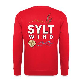 Sylt Wind North Sea Island Motif with Sea & Dunes - Unisex Sweatshirt - red - Back - Michal (187cm)