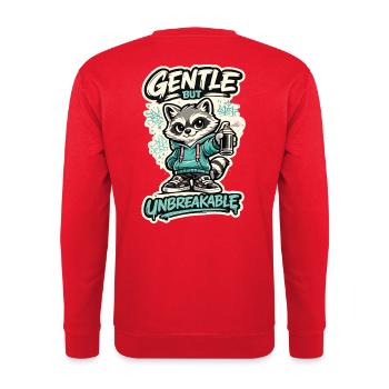 Gentle But Unbreakable Waschbär Streetart - Unisex Pullover - Rot - Hinten - Michal (187cm)