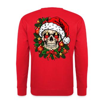 Christmas Skull - Unisex Pullover - Rot - Hinten - Michal (187cm)