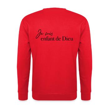 Je suis enfant de Dieu (noir) - Sweat-shirt Unisexe - rouge - Dos - Michal (187cm)