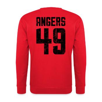 Angers 49 Frankreich Kennzeichen - Unisex Pullover - Rot - Hinten - Michal (187cm)