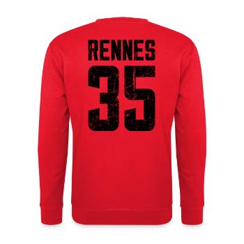 Rennes 35 Frankreich Kennzeichen - Unisex Pullover - Rot - Hinten - Michal (187cm)