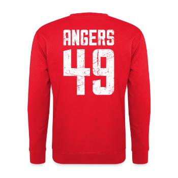 Angers 49 Frankreich Kennzeichen - Unisex Pullover - Rot - Hinten - Michal (187cm)