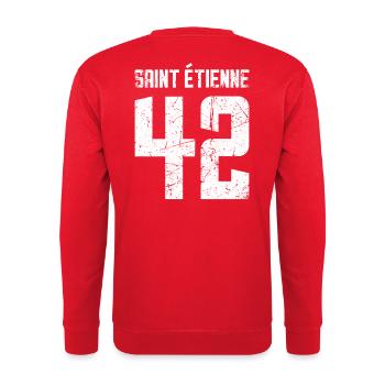 Saint Étienne 42 Frankreich Kennzeichen - Unisex Pullover - Rot - Hinten - Michal (187cm)