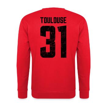 Toulouse 31 Frankreich Kennzeichen - Unisex Pullover - Rot - Hinten - Michal (187cm)