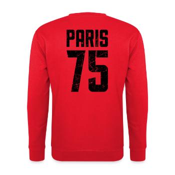 Paris 75 Frankreich Kennzeichen - Unisex Pullover - Rot - Hinten - Michal (187cm)