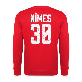 Nîmes 30 Frankreich Kennzeichen - Unisex Pullover - Rot - Hinten - Michal (187cm)