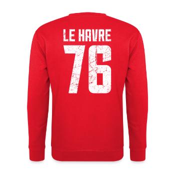 Le Havre 76 Frankreich Kennzeichen - Unisex Pullover - Rot - Hinten - Michal (187cm)