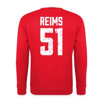 Reims 51 Frankreich Kennzeichen - Unisex Pullover - Rot - Hinten - Michal (187cm)