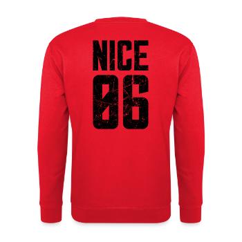 Nice 06 Frankreich Kennzeichen - Unisex Pullover - Rot - Hinten - Michal (187cm)