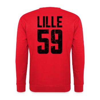 Lille 59 Frankreich Kennzeichen - Unisex Pullover - Rot - Hinten - Michal (187cm)