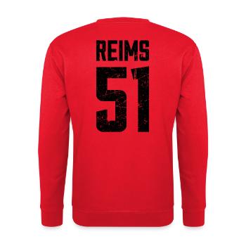 Reims 51 Frankreich Kennzeichen - Unisex Pullover - Rot - Hinten - Michal (187cm)