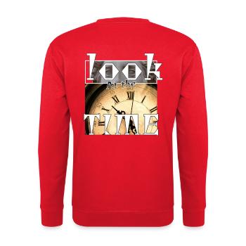 Schauen Sie auf die Zeit - Unisex Pullover - Rot - Hinten - Michal (187cm)
