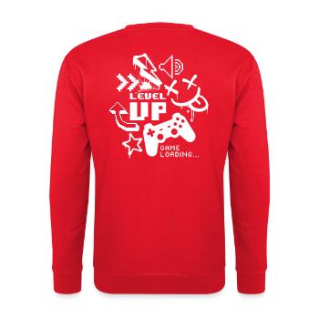 Level Up – Spiel wird geladen - Unisex Pullover - Rot - Hinten - Michal (187cm)