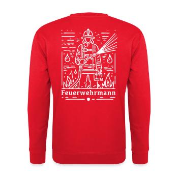 feuerwehrmann freiwillige feuerwehr verein feuer - Unisex Pullover - Rot - Hinten - Michal (187cm)