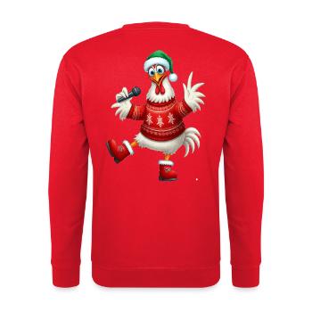 Pull de poule chantante de vacances - Sweat-shirt Unisexe - rouge - Dos - Michal (187cm)