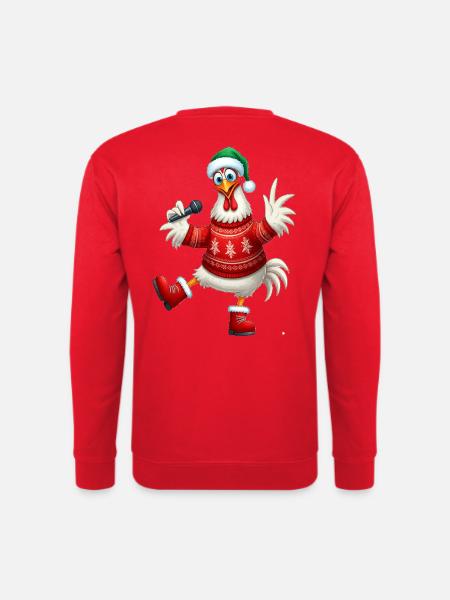 Holiday Singing Hen Sweater - Unisex Sweatshirt - red