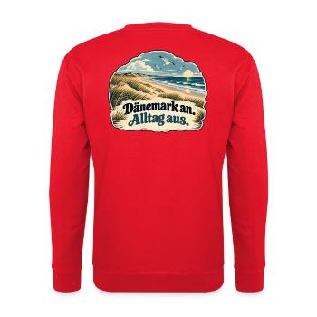 Dänemark Strand Vintage - Unisex Pullover - Rot - Hinten - Michal (187cm)