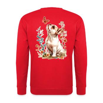 French Bulldog Butterfly - Unisex Sweatshirt - red - Back - Michal (187cm)