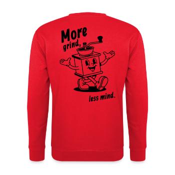 More grind, less mind! - Unisex Pullover - Rot - Hinten - Michal (187cm)