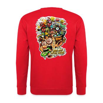 Get out of my head. - Unisex Pullover - Rot - Hinten - Michal (187cm)