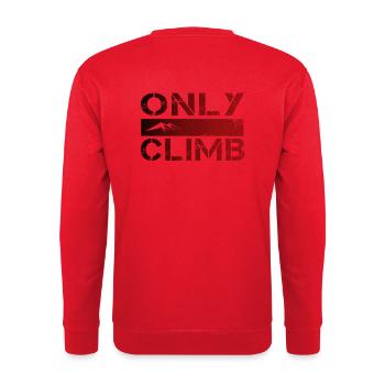 Nur klettern - Passionsklettern - Unisex Pullover - Rot - Hinten - Michal (187cm)