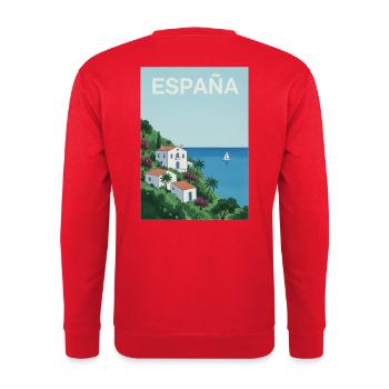 Spanische Küstenidylle - Unisex Pullover - Rot - Hinten - Michal (187cm)