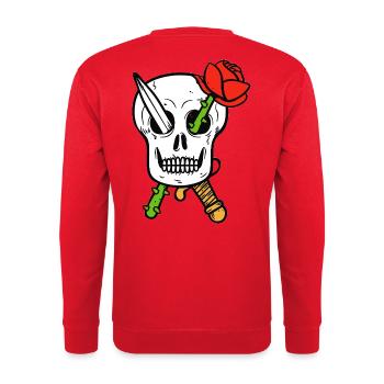 Skull Rose Punk Guitar Art - Unisex Sweatshirt - red - Back - Michal (187cm)