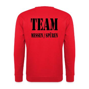 Team Messen/Spüren - Unisex Pullover - Rot - Hinten - Michal (187cm)