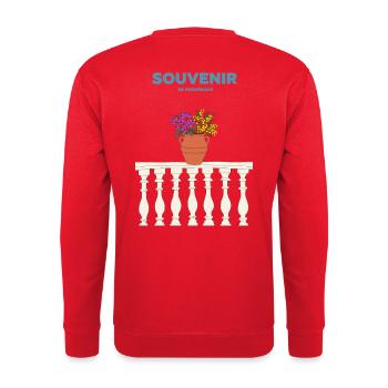 Souvenir Fleuri - Mediterranée et dolce vita - Sweat-shirt Unisexe - rouge - Dos - Michal (187cm)